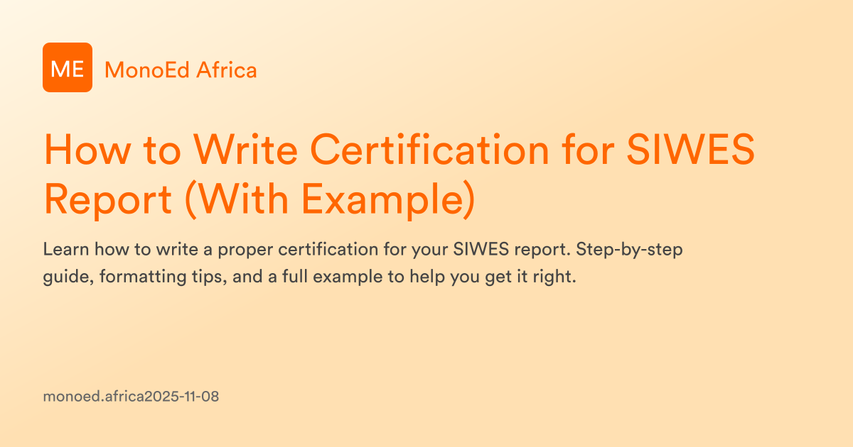 Siwes Powerpoint Model Example How to Write Certification for SIWES Report (With Example) | MonoEd Africa